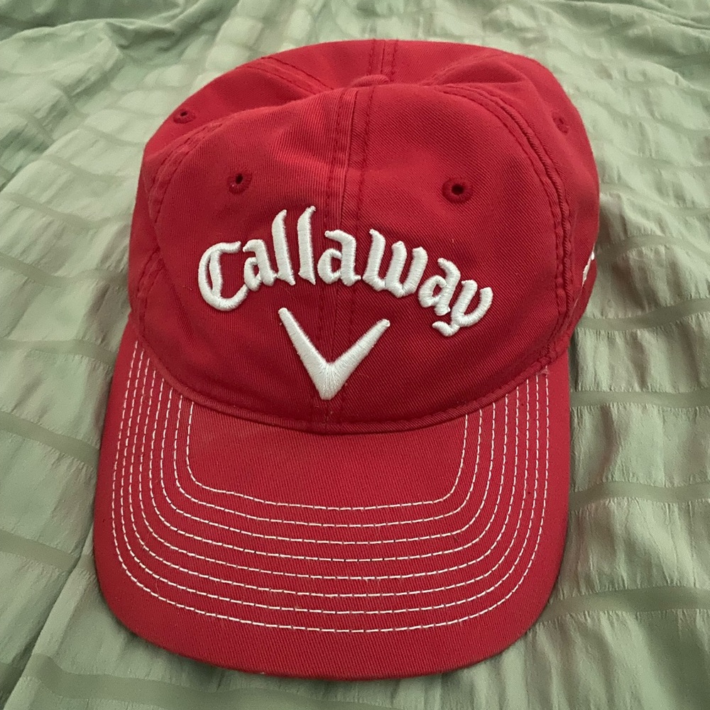 CALLAWAY GOLF HAT NO STAINS ADJUSTABLE RED